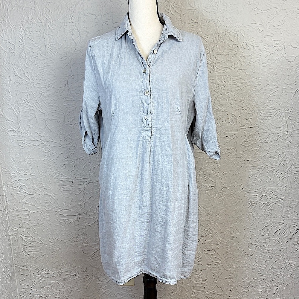 Elena Baldi Pure Linen Shirt Dress